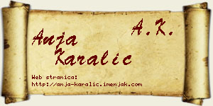 Anja Karalić vizit kartica